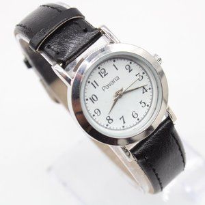 Vintage PAVANA Watch Womens Silver Tone Stainless Steel Classic White Round Dial